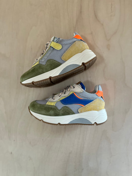 runner - mazaru grijs/blauw fluo oranje