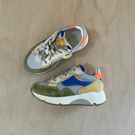 runner - mazaru grijs/blauw fluo oranje