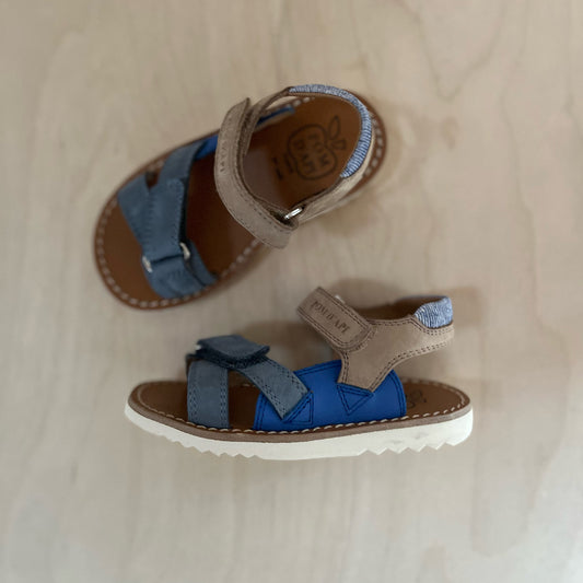 sandaal waff jimy - nubuck gris blue oceano