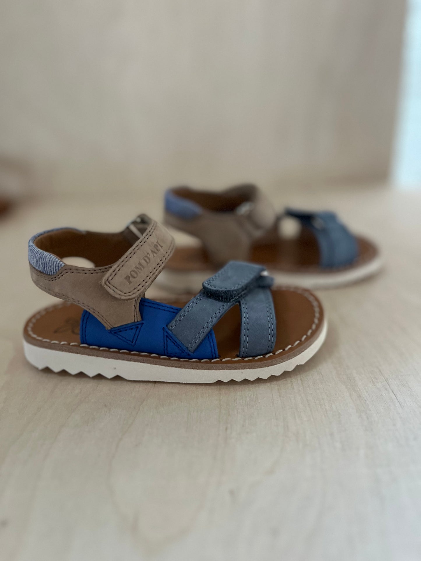 sandaal waff jimy - nubuck gris blue oceano