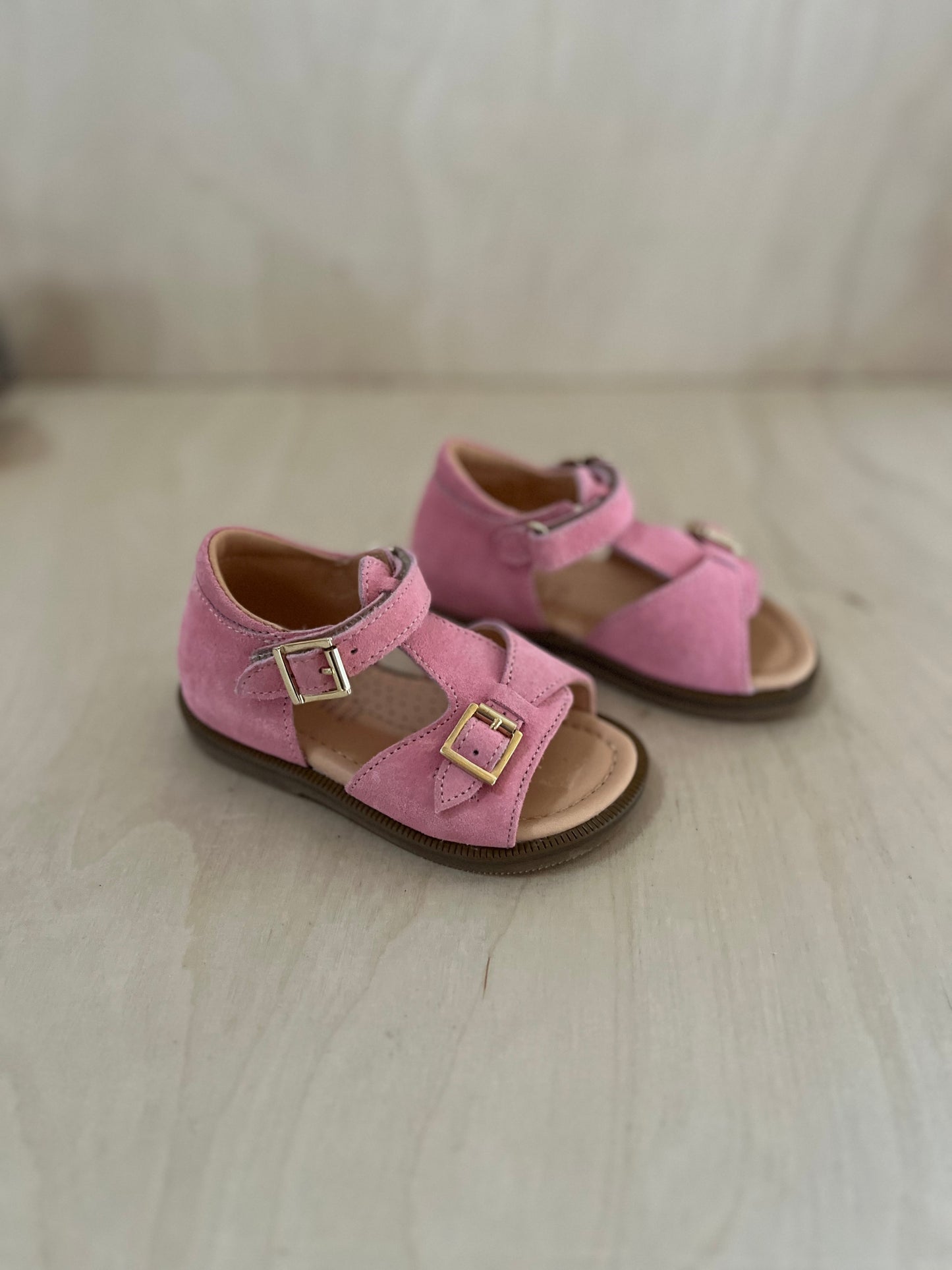 stapsandaal billie - velours pink