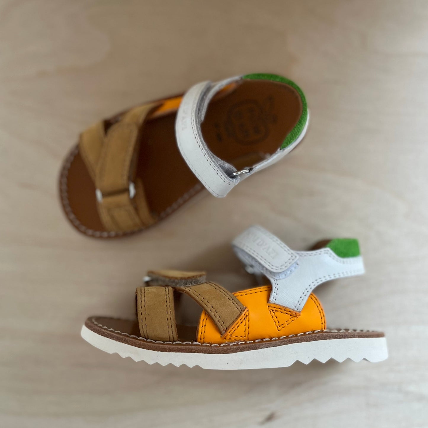 sandaal waff jimy - nubuck camel, mandarine