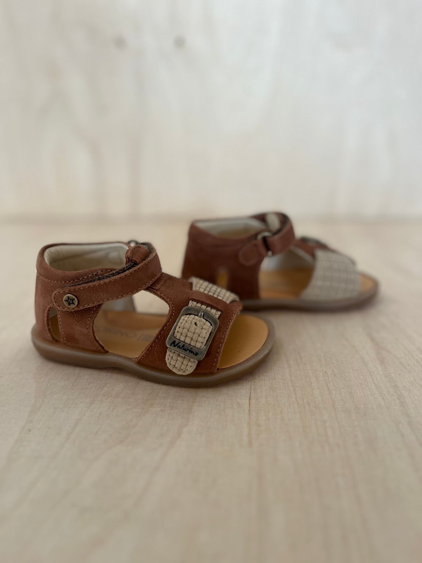 stapsandaal quarzo - nubuck brown, sand woven