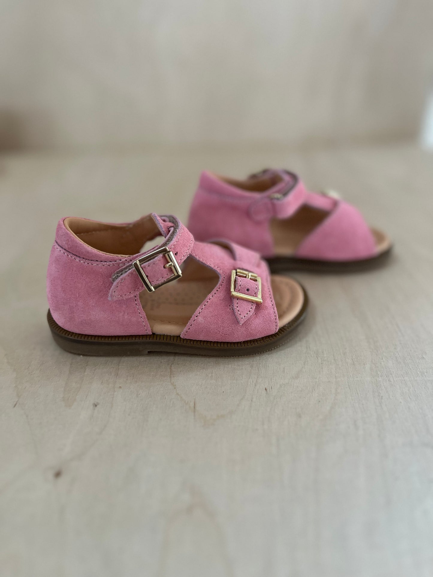 stapsandaal billie - velours pink