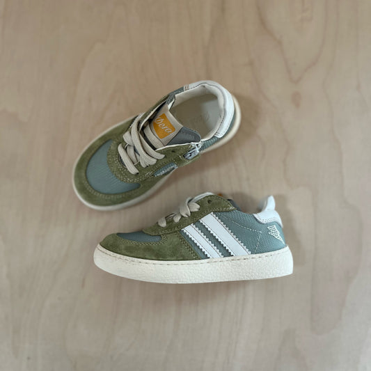 harry sneaker - mazaru groen, ecru strepen