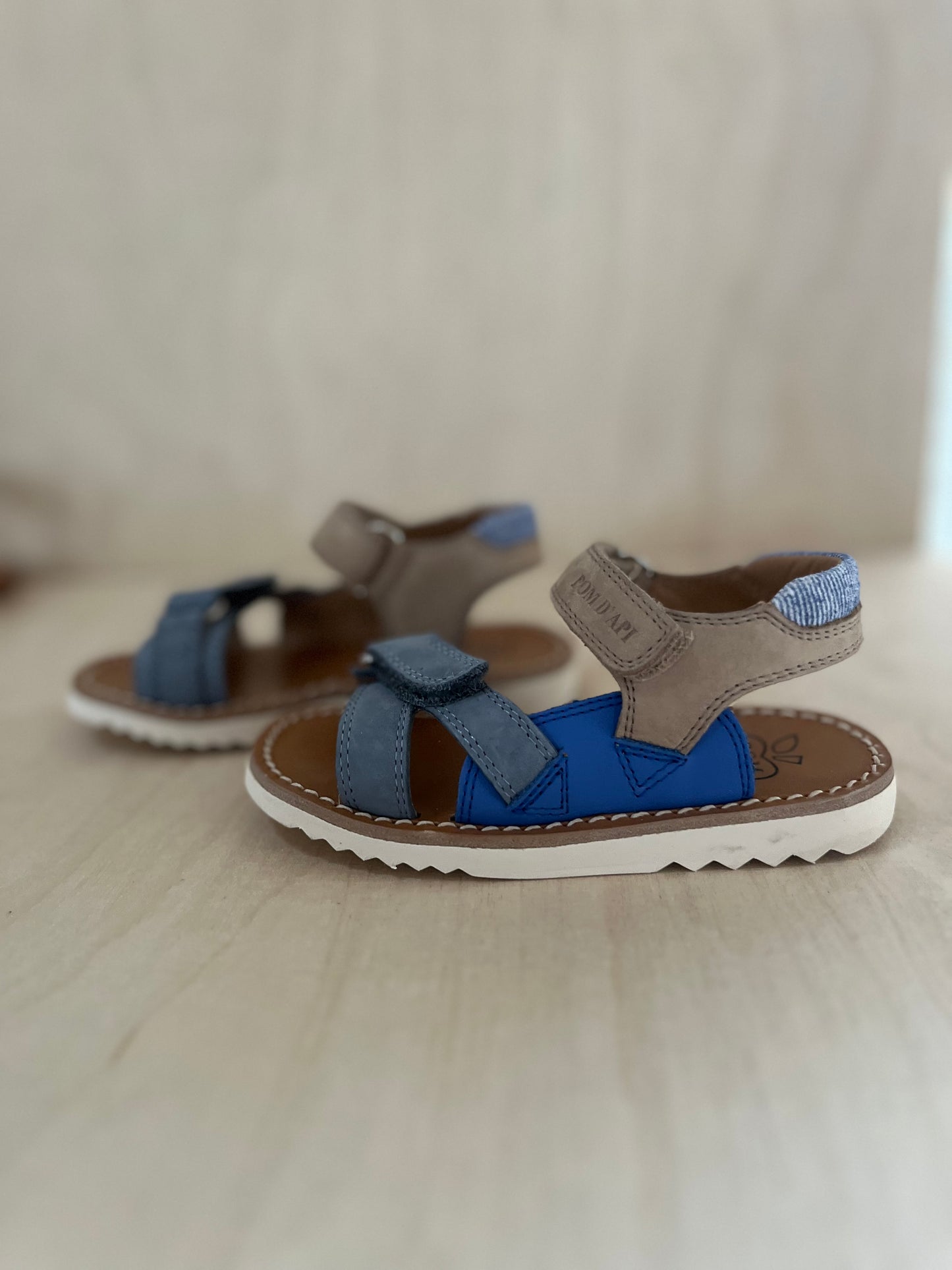 sandaal waff jimy - nubuck gris blue oceano