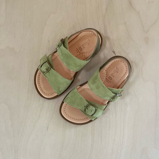 sandaal lou - oliva groen suede