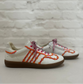 sneaker harry - crème, details oranje roze ruches, lila veter