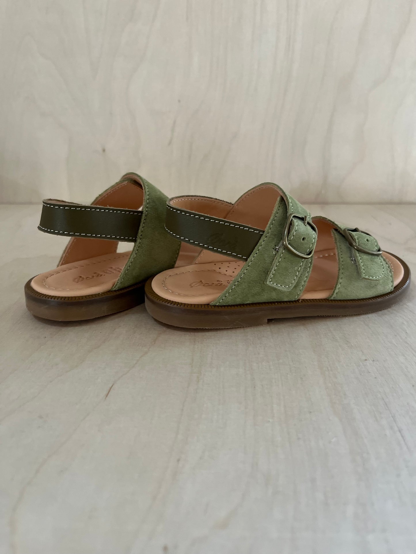 sandaal lou - oliva groen suede