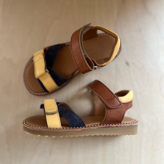 sandaal velcro - yellow, indigo, tan