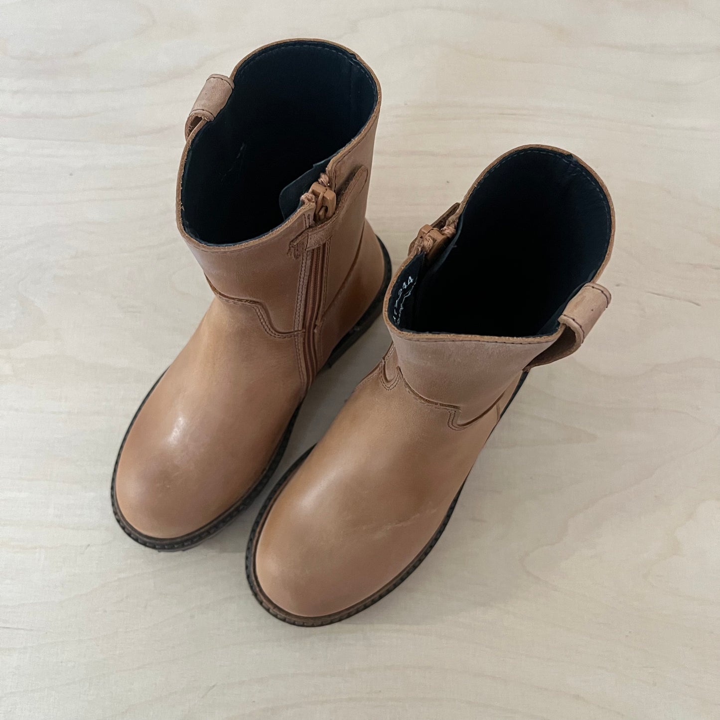 half hoge boot, cognac leder