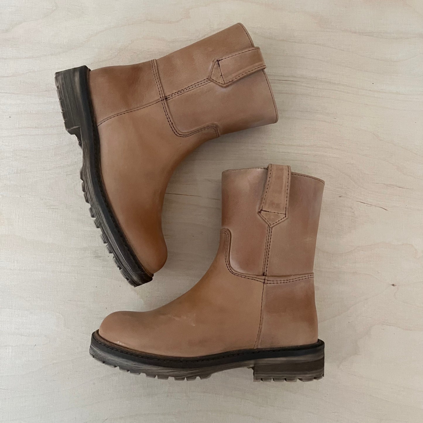 half hoge boot, cognac leder