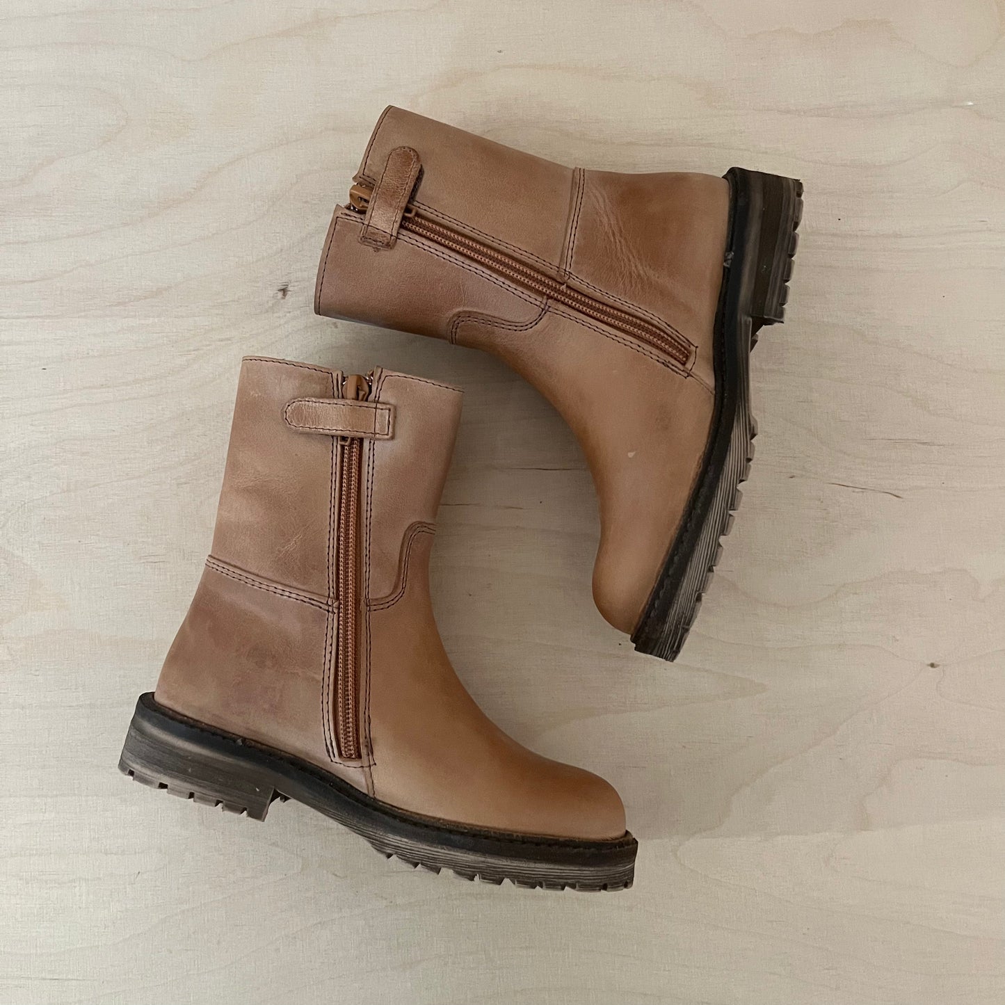 half hoge boot, cognac leder