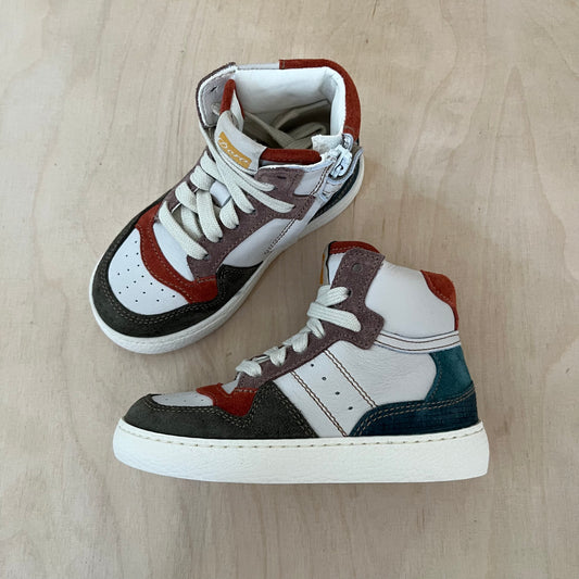 hightop sneaker - orange, blue, olive