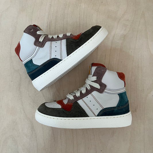 hightop sneaker - orange, blue, olive