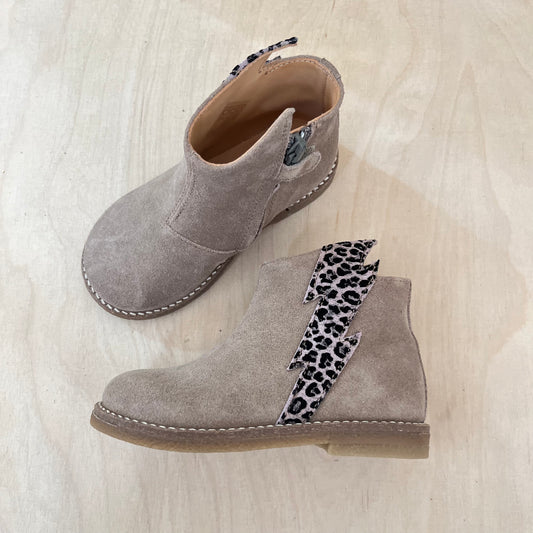 bottine bliksem - taupe suede, leopard