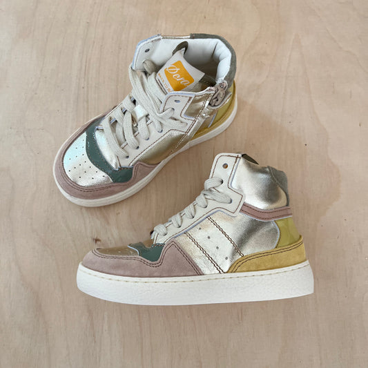 hightop sneaker - silver, yellow, pink