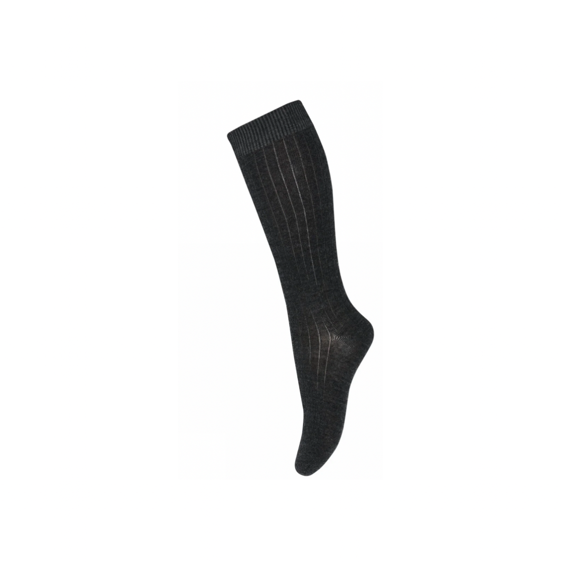 wool rib knee socks - dark grey melange *497