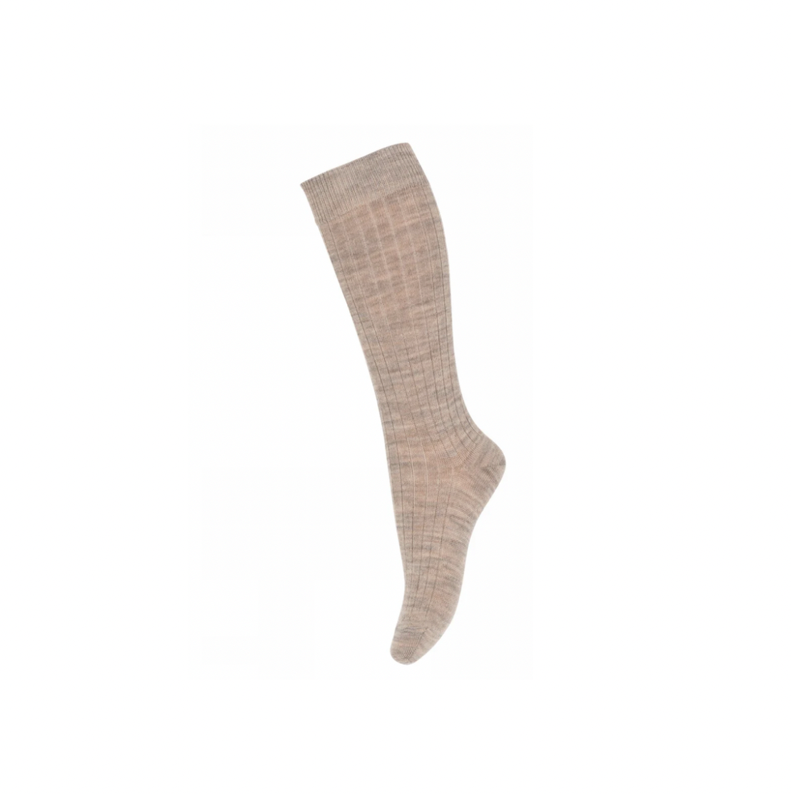 wool rib knee socks - light brown melange *489